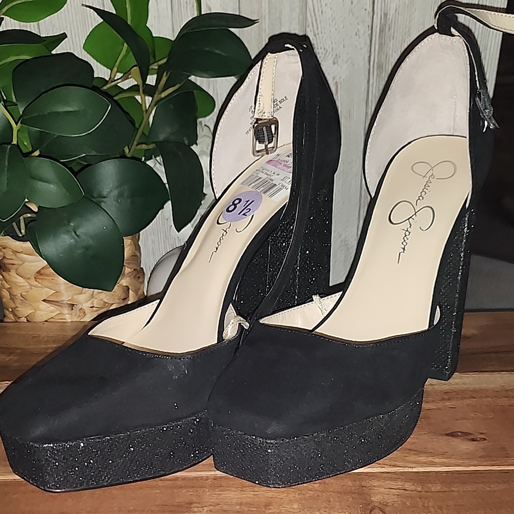 Jessica Simpson Black Suede Platform Heels